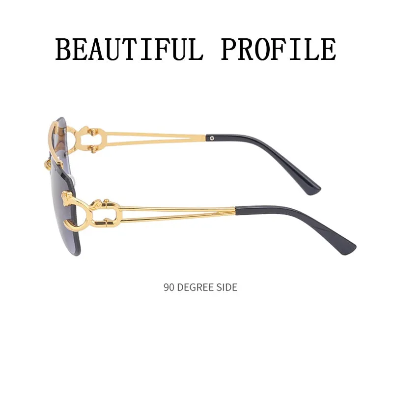 New Retro Rimless Sunglasses For Men Steampunk Sunglasses Punk Fashion Glasses Vintage Shades Gafas De Sol Sonnenbrill Sun