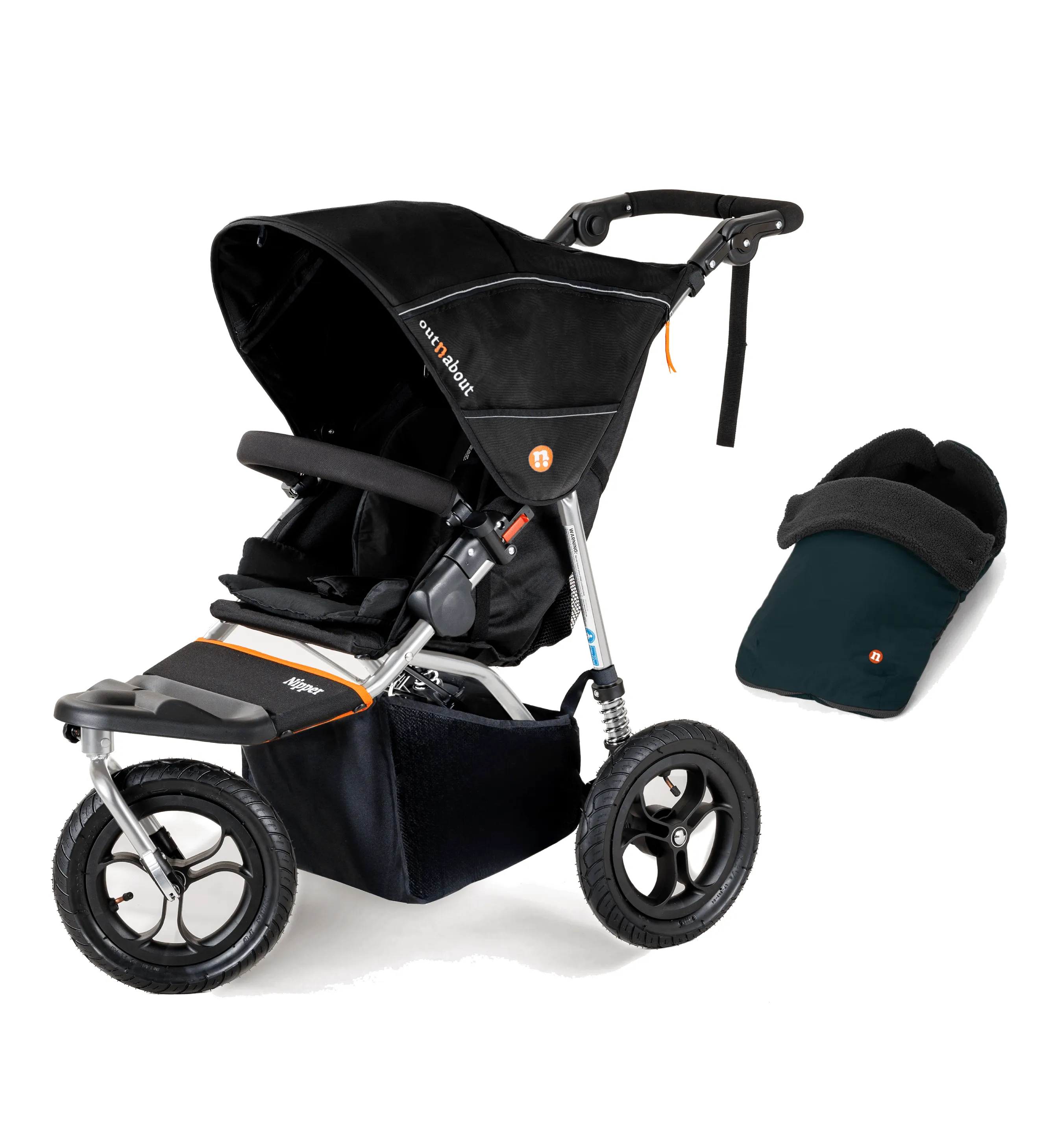 Out n About Nipper V5 Single Pushchair with Footmuff - Silver/Summit Black