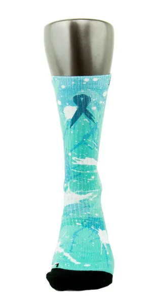 Ovarian Cancer A Splash of Teal CES Custom Socks