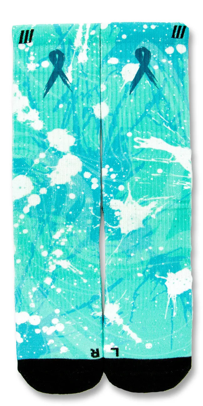 Ovarian Cancer A Splash of Teal CES Custom Socks