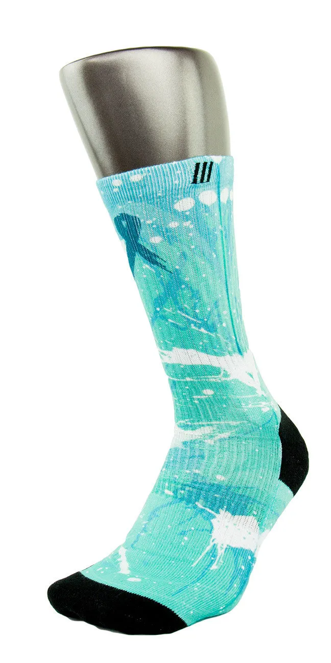 Ovarian Cancer A Splash of Teal CES Custom Socks