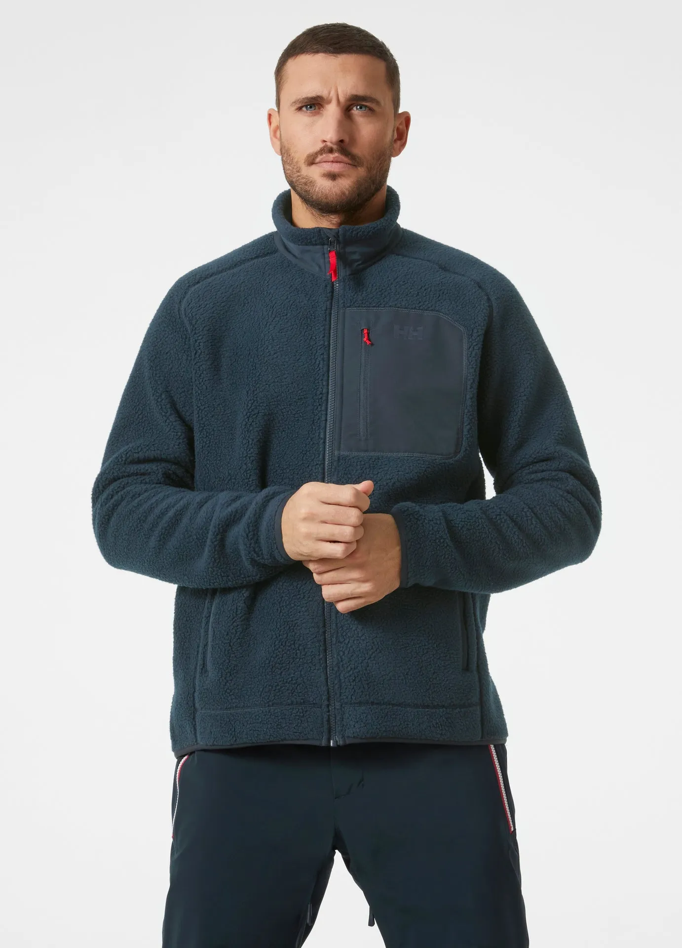 PANORAMA PILE BLOCK JACKET - NAVY