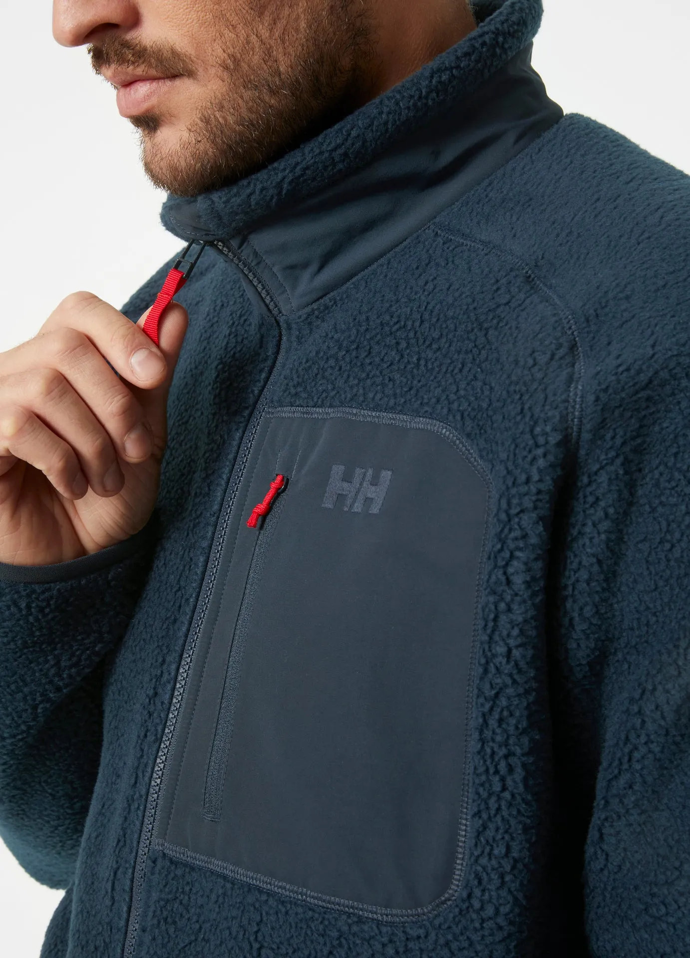 PANORAMA PILE BLOCK JACKET - NAVY