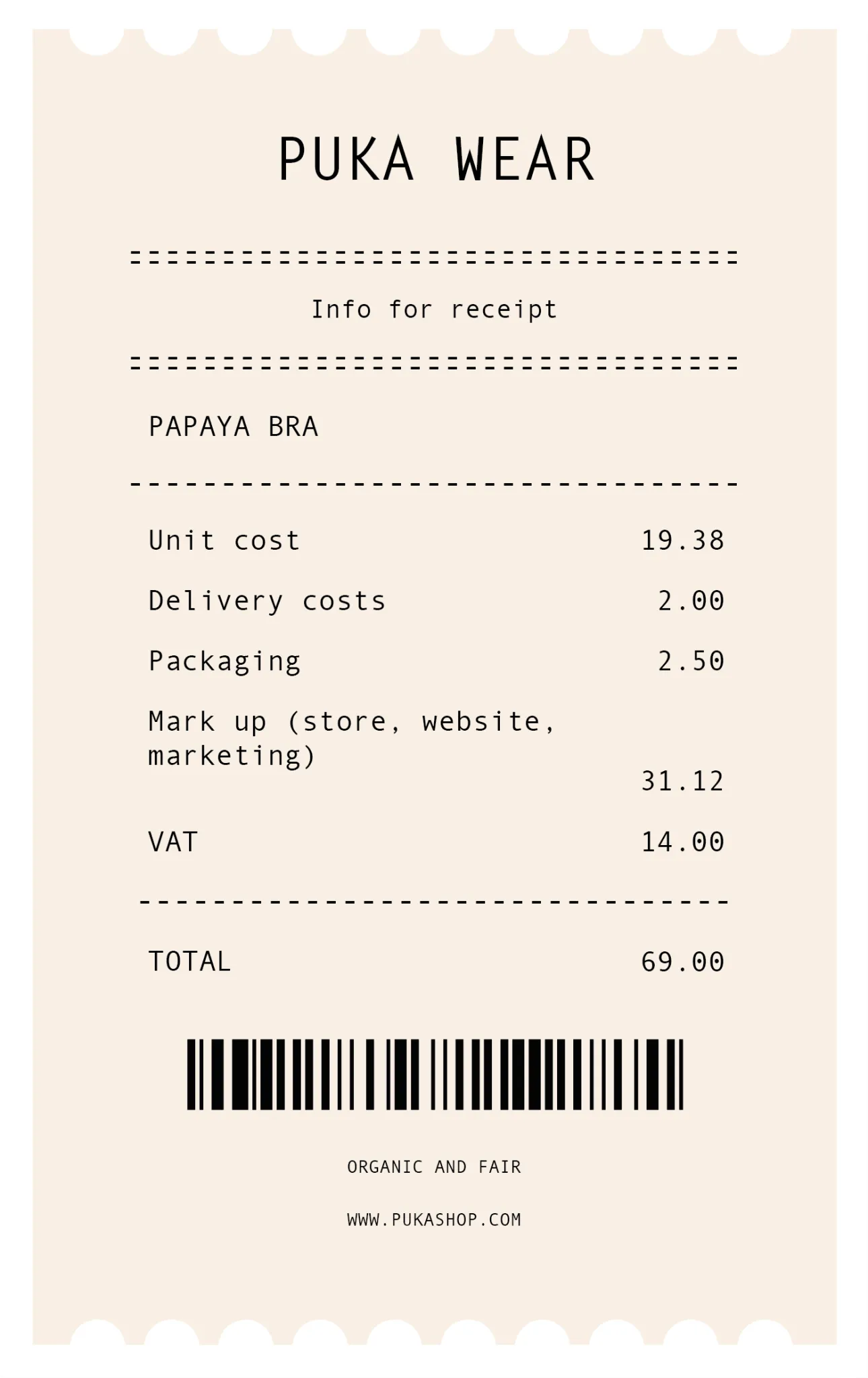 Papaya organic sports bra