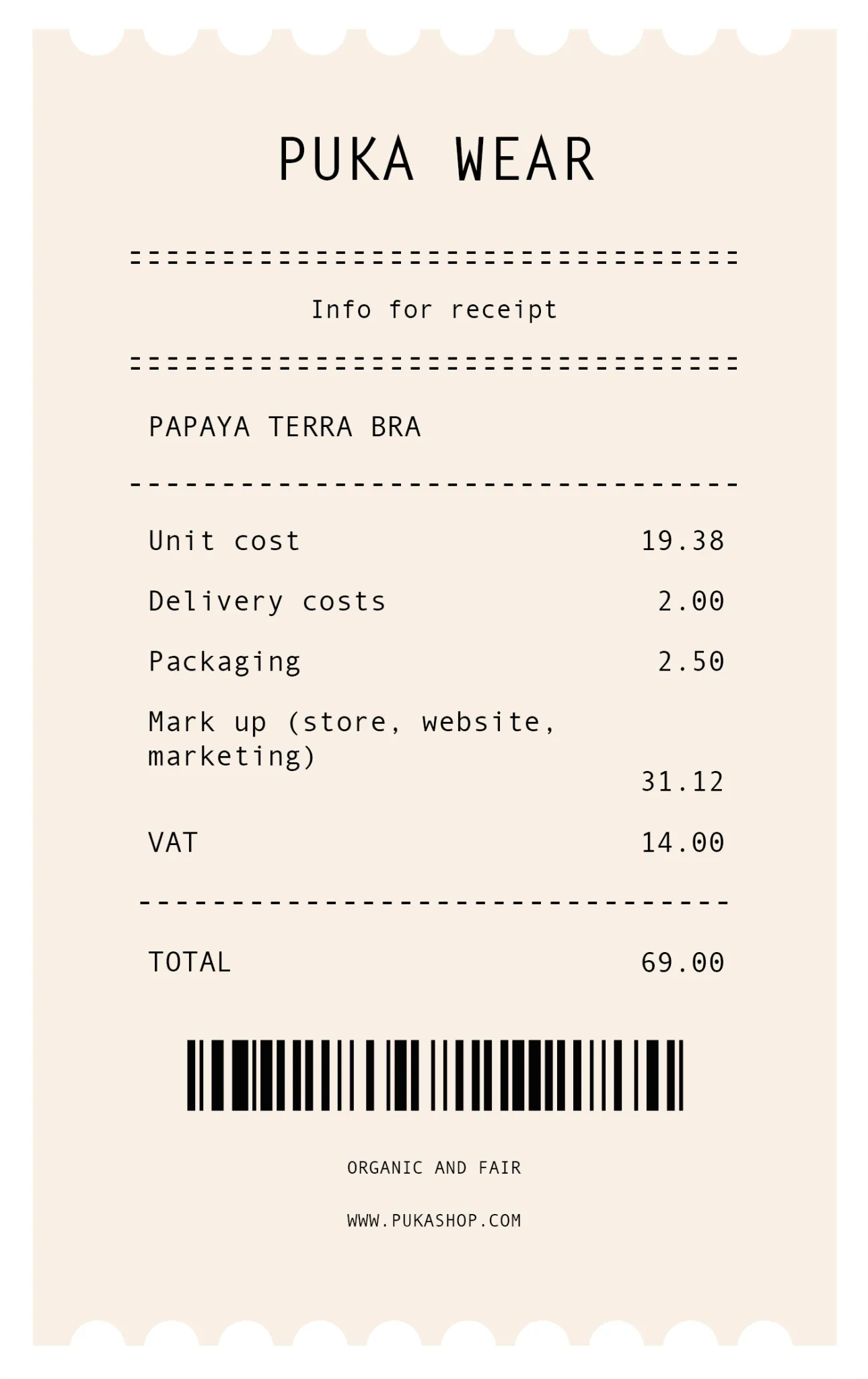 Papaya Terra organic sports bra