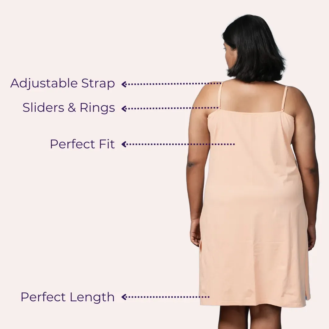 Plus Size Inner Slip For Kurti/Kurta | Adjustable Straps | Side Slits For Easy Movement