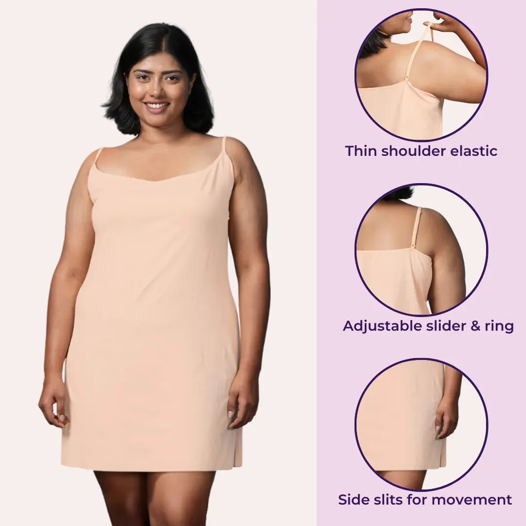Plus Size Inner Slip For Kurti/Kurta | Adjustable Straps | Side Slits For Easy Movement