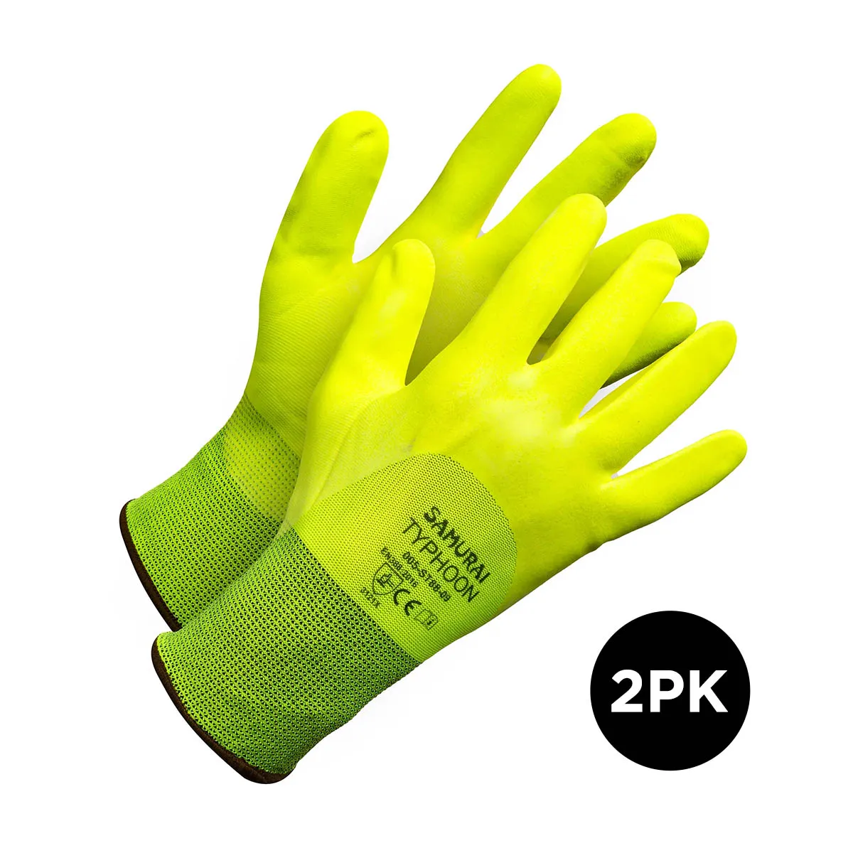 "Samurai Typhoon" 3/4  Nitrile Dipped Hi Vis Work Glove - 2 Pack