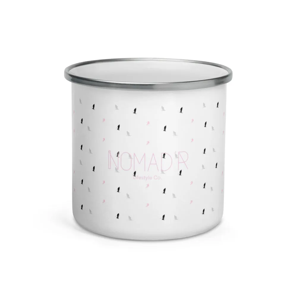 "Skier- Pink" Enamel Mug