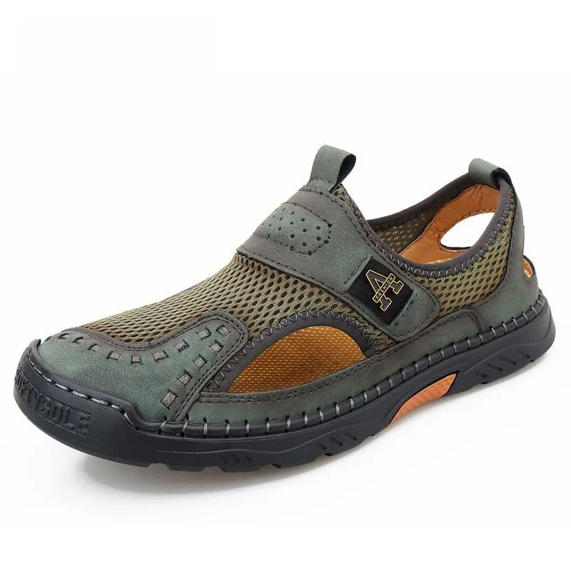 Sandals Men Size 39-48 Quality Handmade Casual Mens Mesh Shoes
