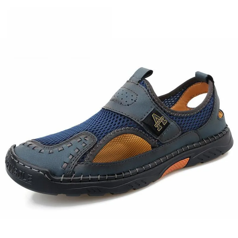 Sandals Men Size 39-48 Quality Handmade Casual Mens Mesh Shoes