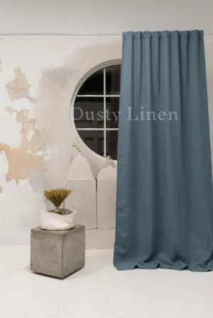 Set of 2 blackout linen curtains in Gray Blue