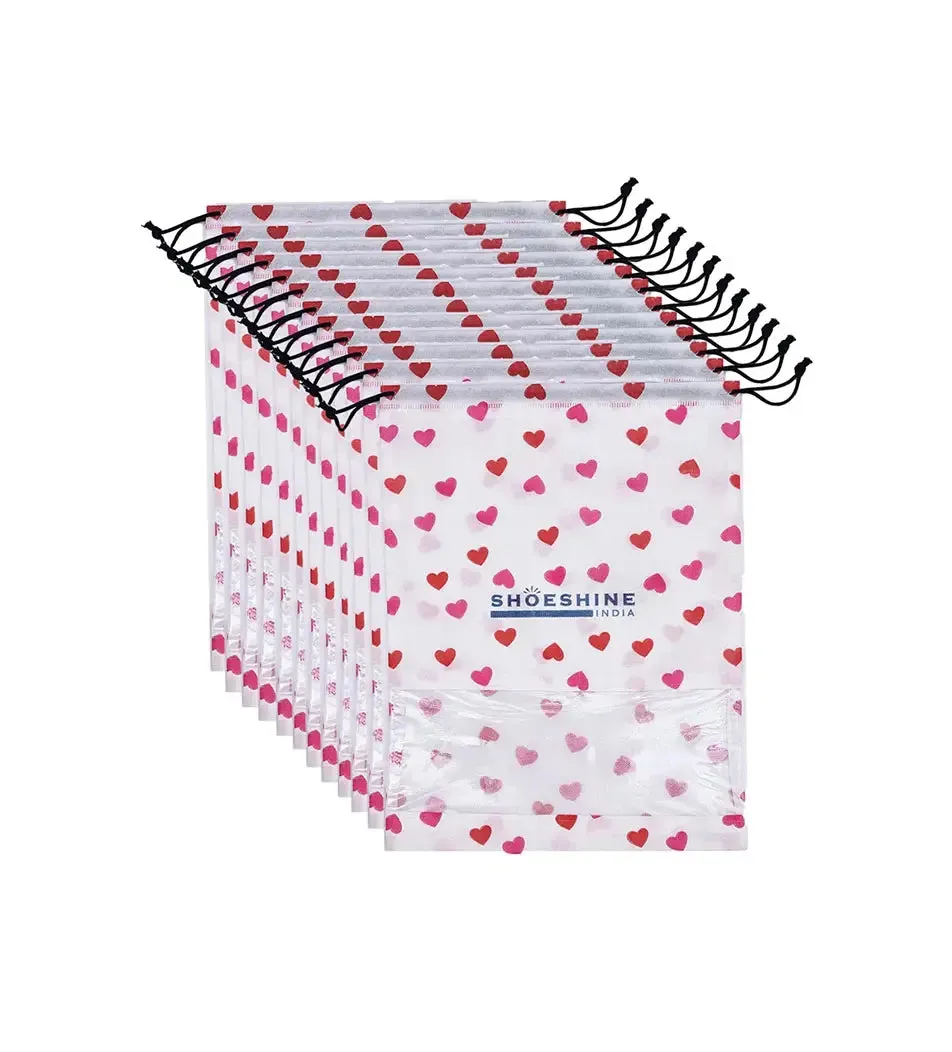 SHOESHINE Shoe Bags (Pack of 12) Travel Shoe Pouch - Pink