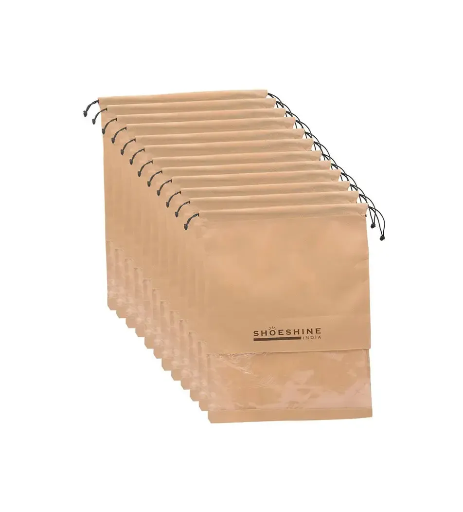 SHOESHINE Shoe Bags (Pack of 12) Travel Shoe Pouch - Pink