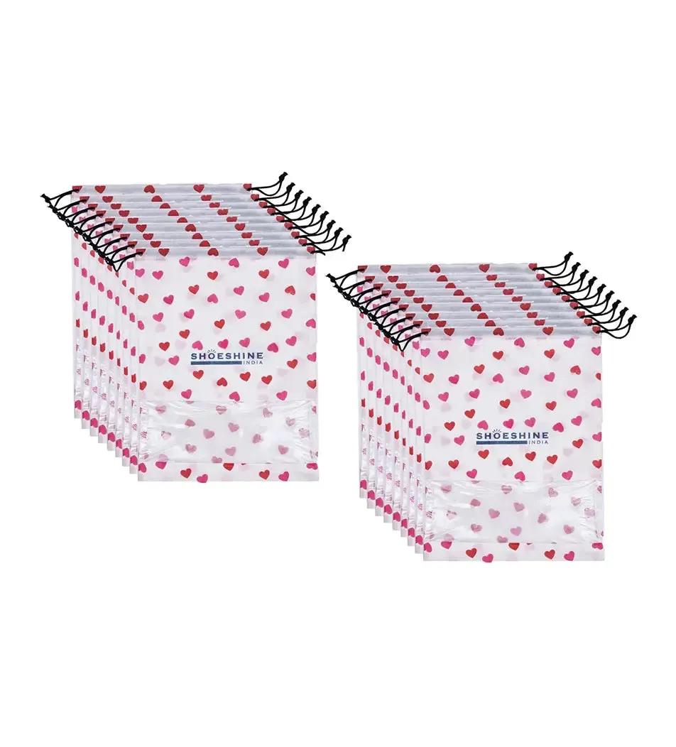SHOESHINE Shoe Bags (Pack of 18) Travel Shoe Pouch - Pink