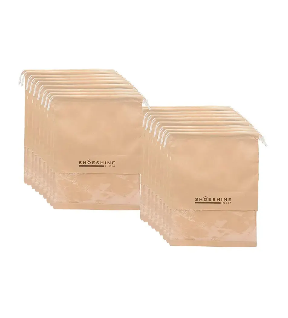 SHOESHINE Shoe Bags (Pack of 18) Travel Shoe Pouch - Pink