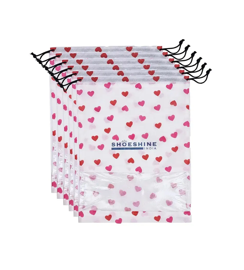 SHOESHINE Shoe Bags (Pack of 18) Travel Shoe Pouch - Pink