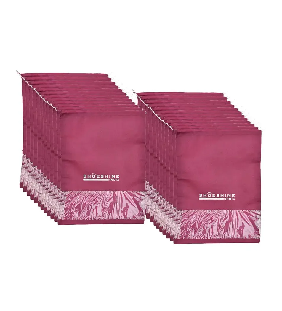 SHOESHINE Shoe Bags (Pack of 18) Travel Shoe Pouch - Pink