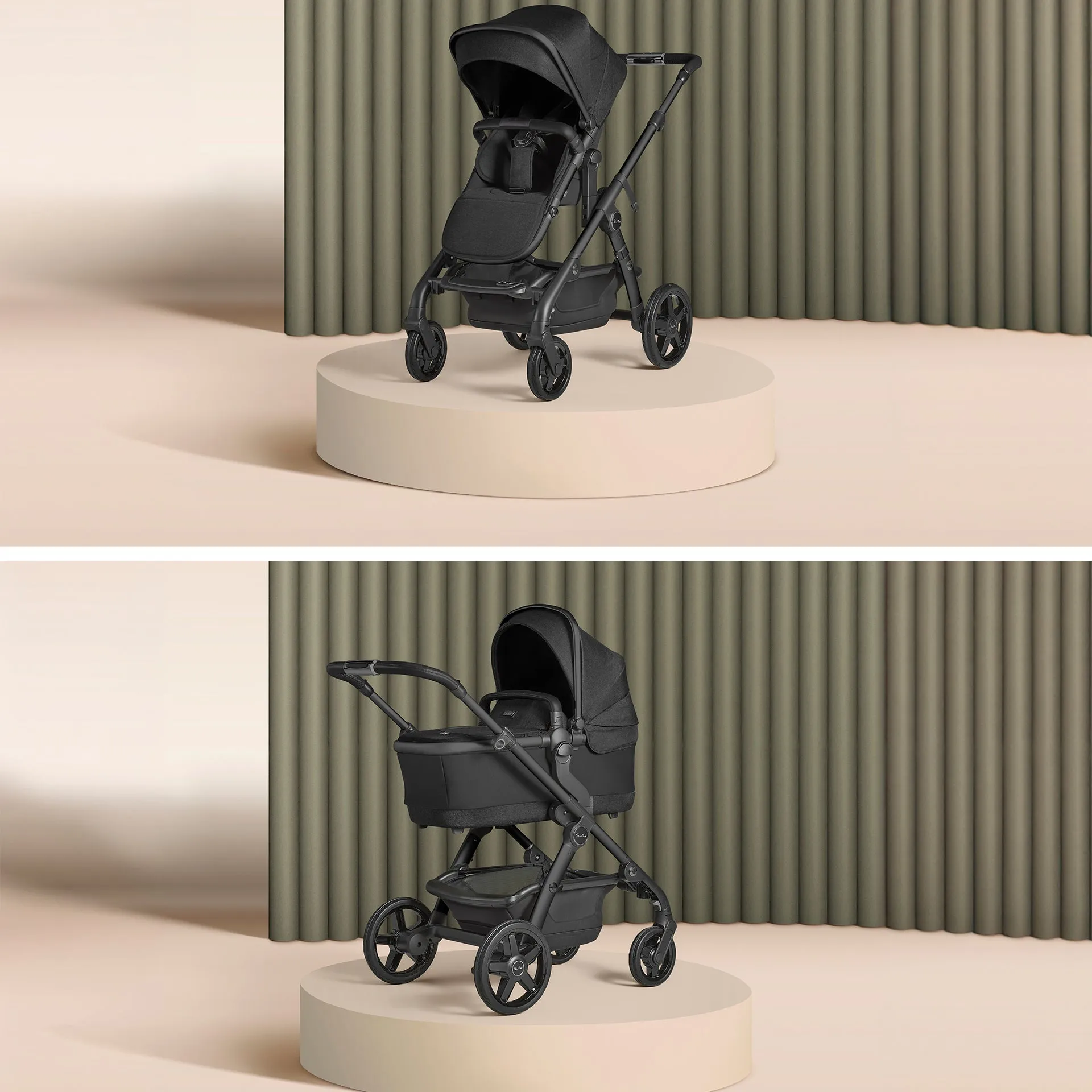 Silver Cross Wave 3 Single to Double Travel System with Dream Car Seat and Motion 2 360 Car Seat - Onyx