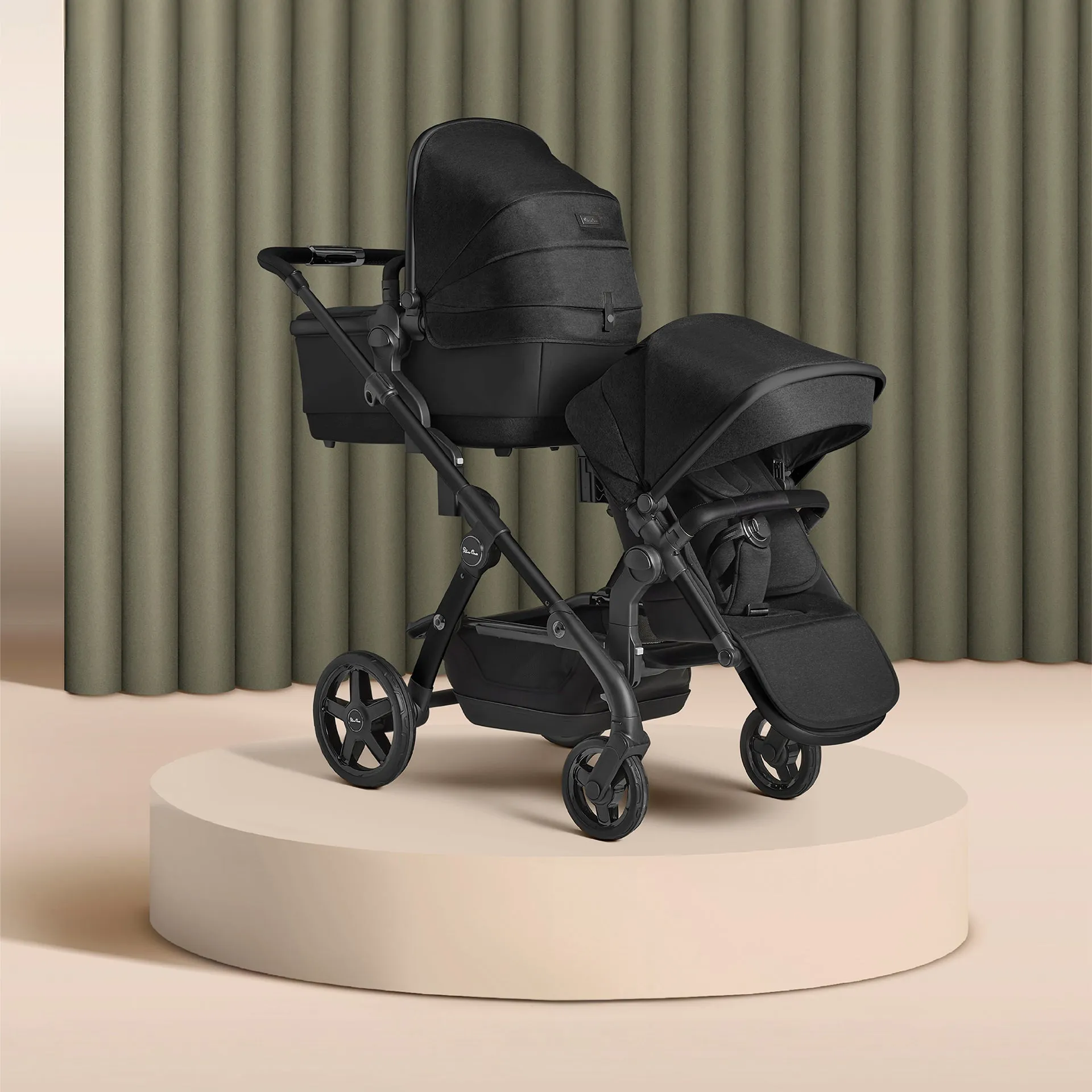 Silver Cross Wave 3 Single to Double Travel System with Dream Car Seat and Motion 2 360 Car Seat - Onyx