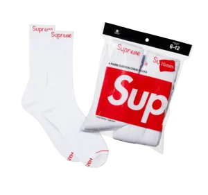 Supreme Hanes Crew Socks White (4 Pack)