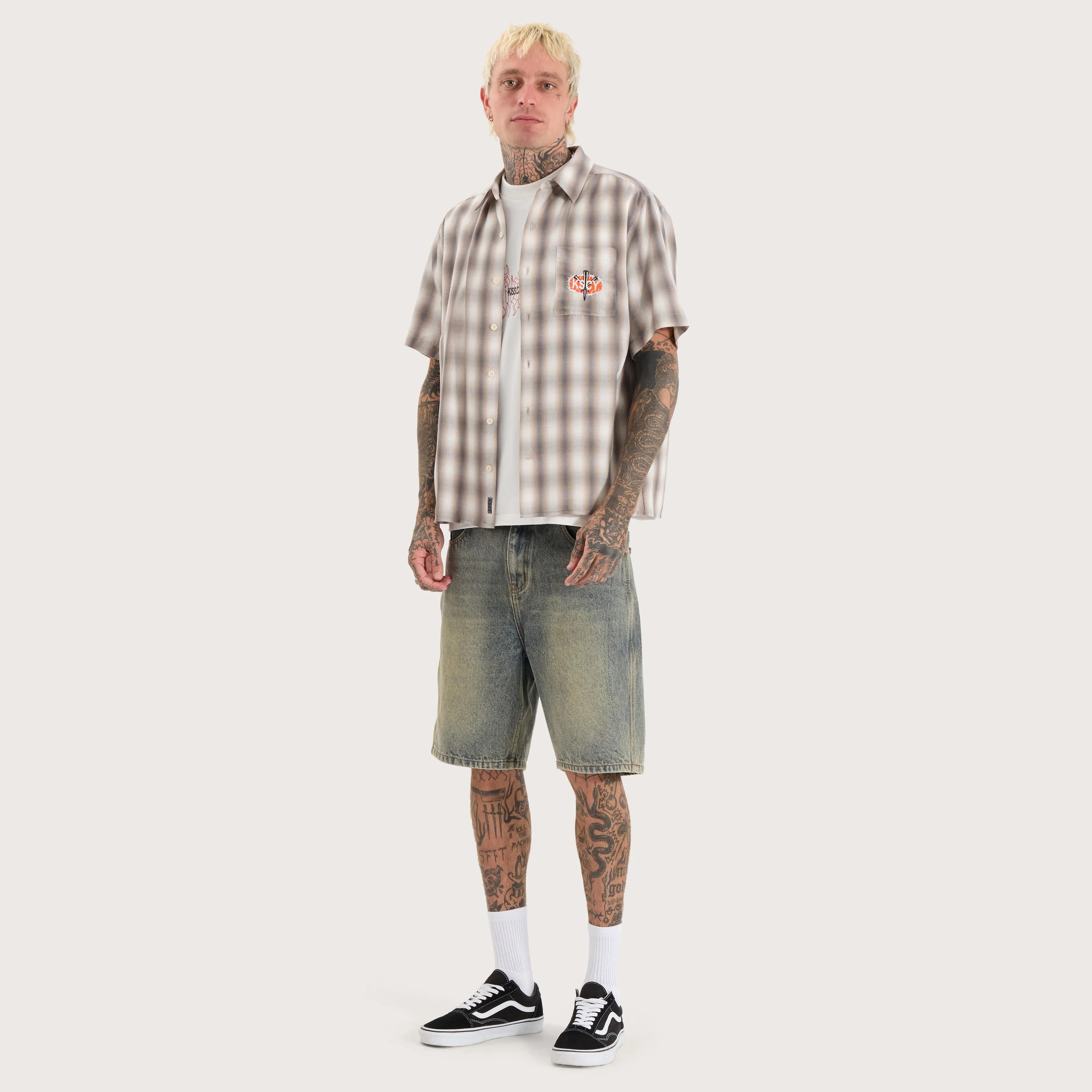 Titan Skate Shirt Iron White Check