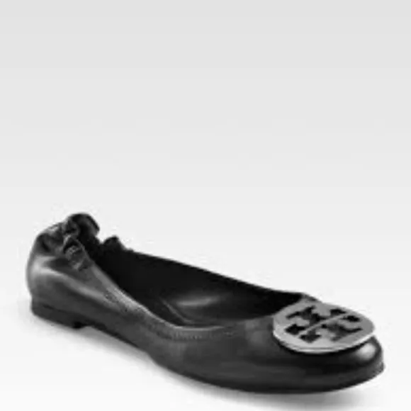 Tory Burch Reva Leather Ballet Flat Black 8.5