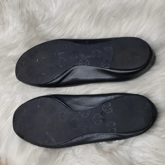 Tory Burch Reva Leather Ballet Flat Black 8.5