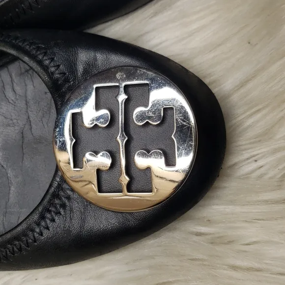 Tory Burch Reva Leather Ballet Flat Black 8.5