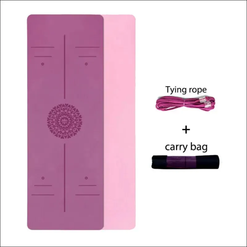 Tpe yoga mat with position line 6mm non-slip double layer sports exercise pad for beginner home gym