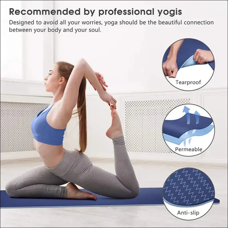 Tpe yoga mat with position line 6mm non-slip double layer sports exercise pad for beginner home gym