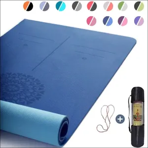 Tpe yoga mat with position line 6mm non-slip double layer sports exercise pad for beginner home gym