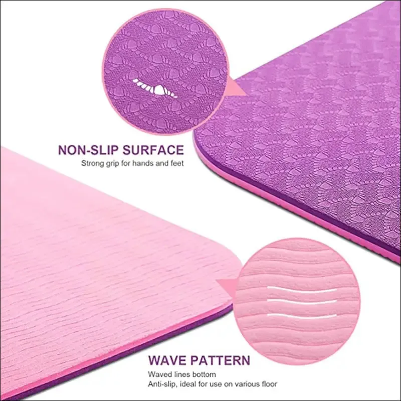 Tpe yoga mat with position line 6mm non-slip double layer sports exercise pad for beginner home gym