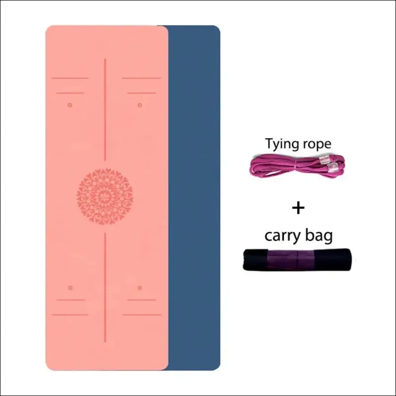 Tpe yoga mat with position line 6mm non-slip double layer sports exercise pad for beginner home gym