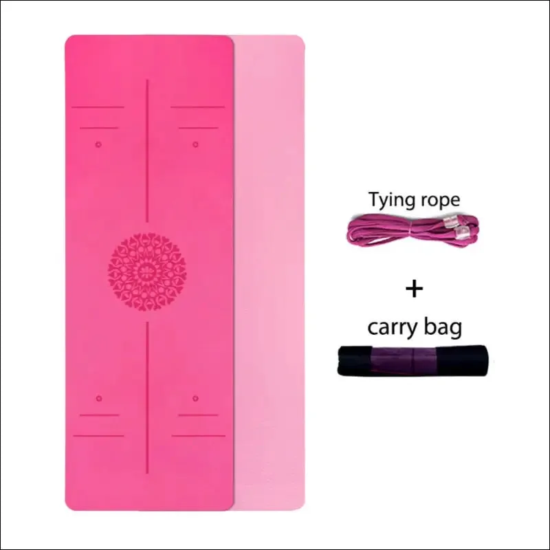 Tpe yoga mat with position line 6mm non-slip double layer sports exercise pad for beginner home gym