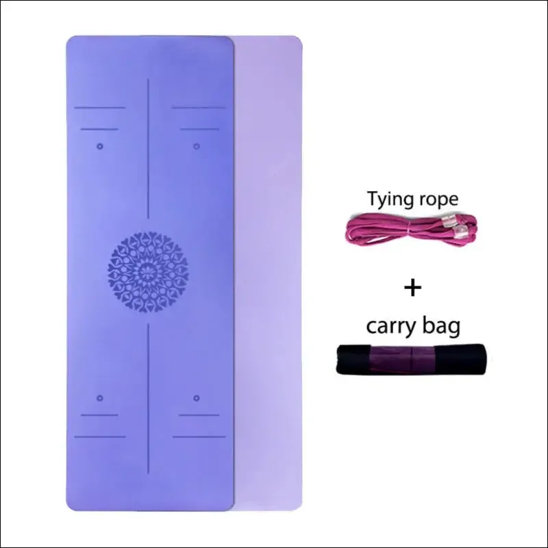 Tpe yoga mat with position line 6mm non-slip double layer sports exercise pad for beginner home gym