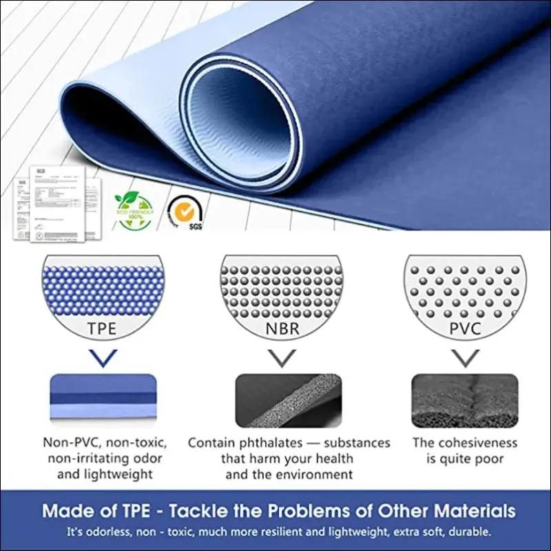 Tpe yoga mat with position line 6mm non-slip double layer sports exercise pad for beginner home gym