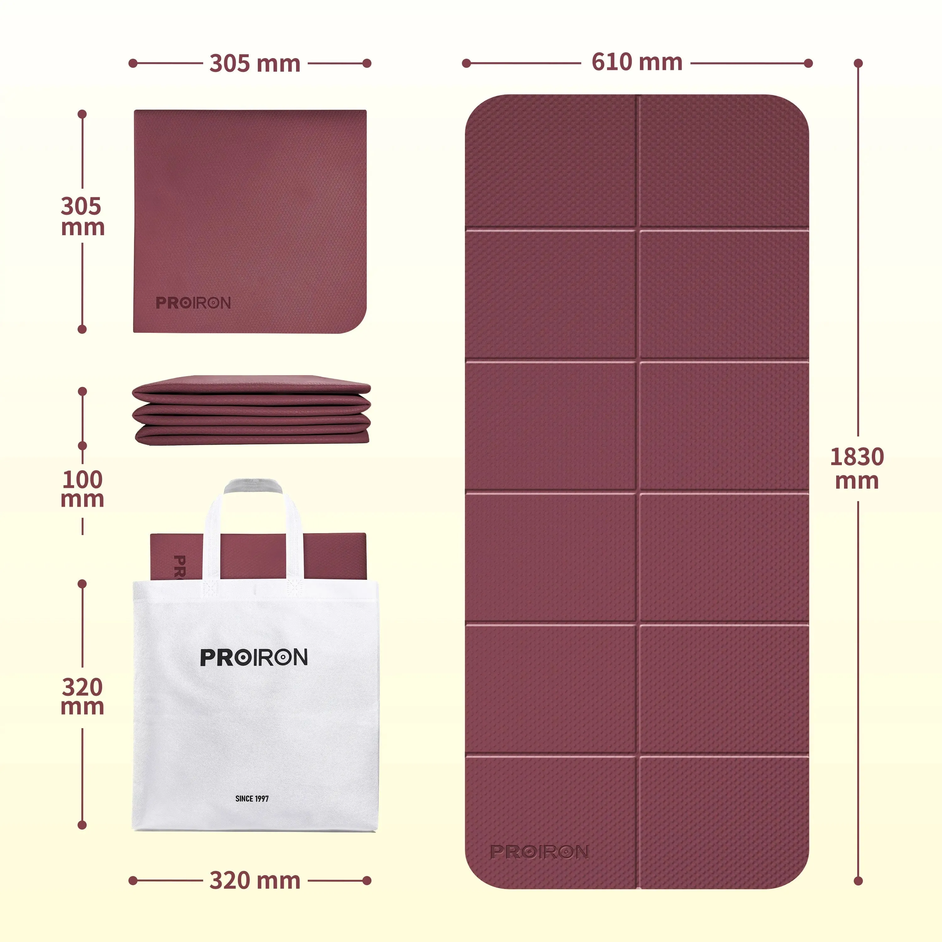 Travel Yoga Mat - TPE Foldable Mat for Yoga, Pilates, and Exercise