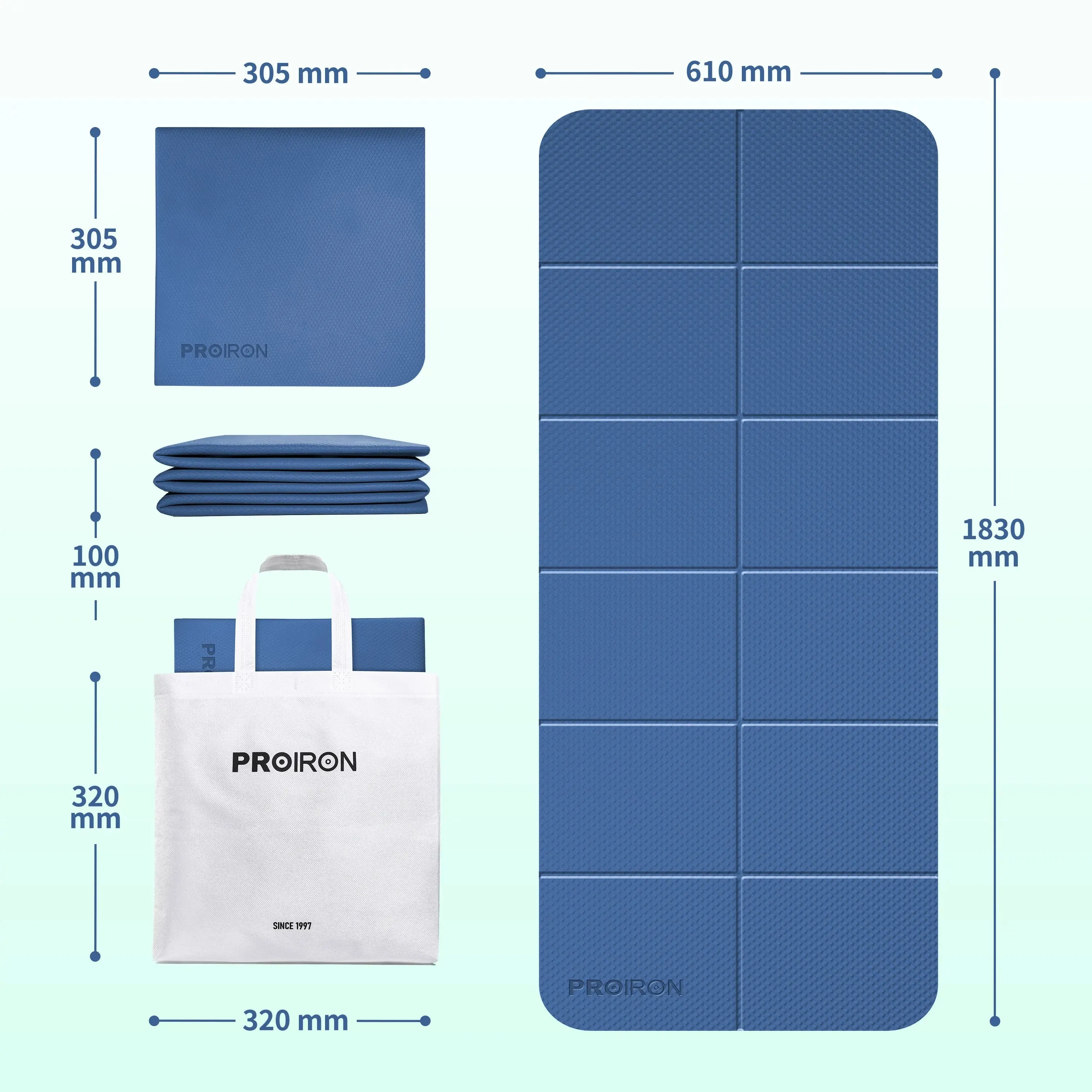 Travel Yoga Mat - TPE Foldable Mat for Yoga, Pilates, and Exercise