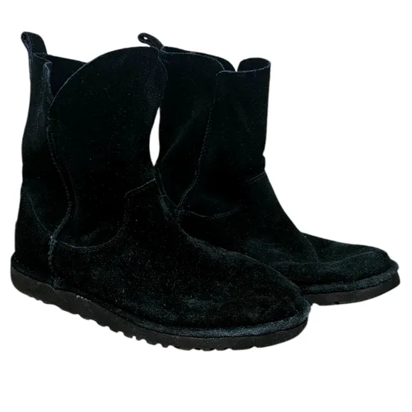UGG Alida Black Suede Slouch Boots - Size 10