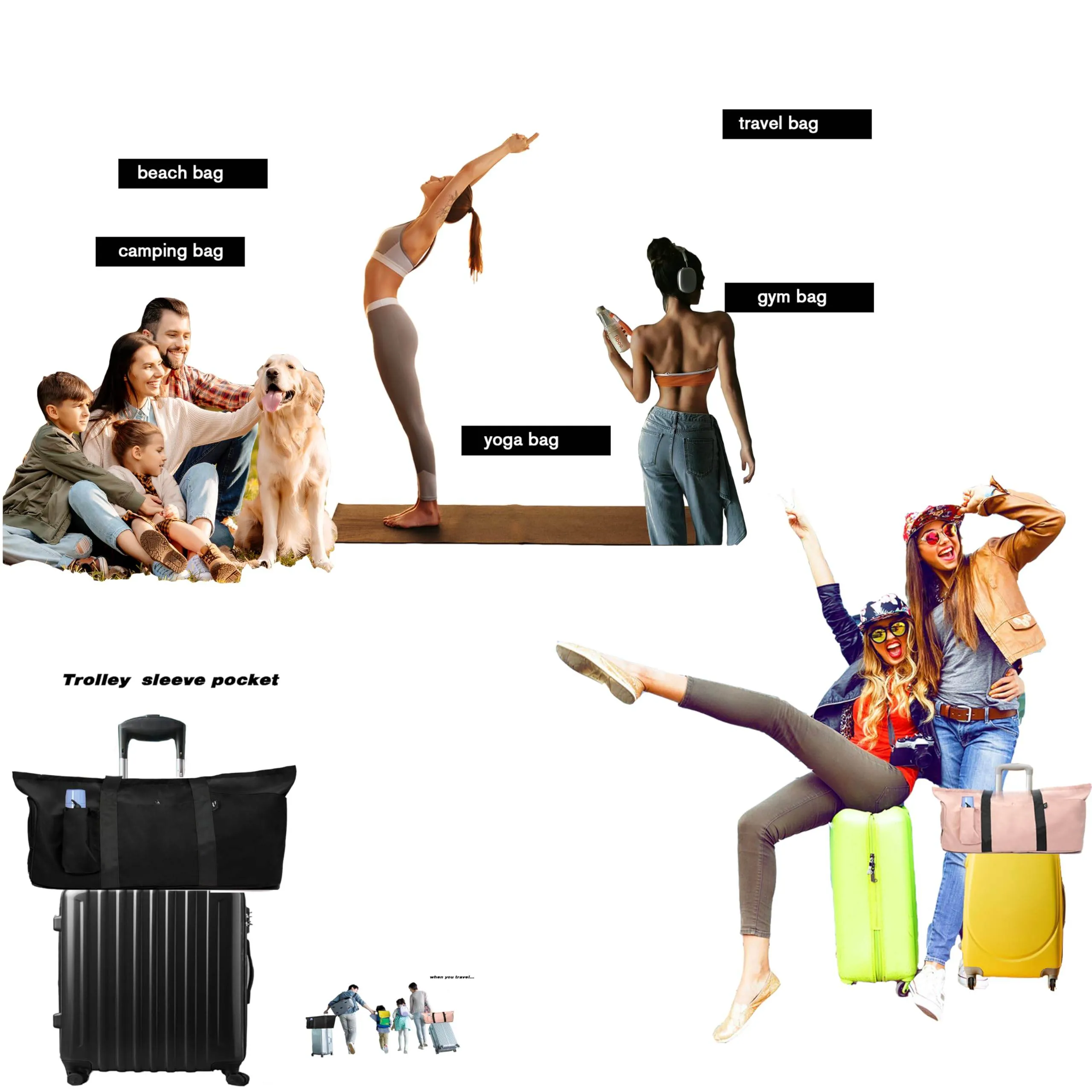 Uhawi Yoga Mat Bag with Shoes compartment & Wet Compartment & shoulder bag &crossbody yoga bag large yoga bag with Yoga Mat Holder Yoga Bag with Adjustable Mat Strap for Women Men (black)