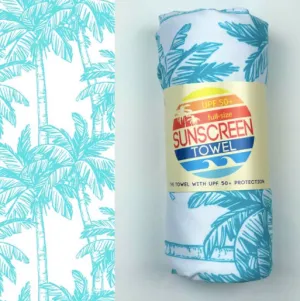 UPF 50  Suncreen Towel -  Blue Palm Trees
