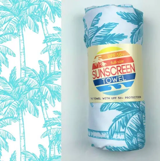 UPF 50  Suncreen Towel -  Blue Palm Trees