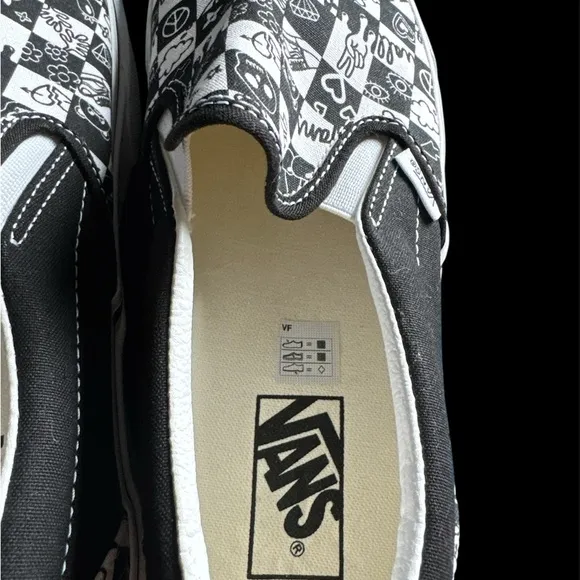 Vans Doodle Checkerboard Slip On Shoes, unisex, NWOT