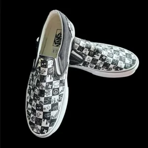 Vans Doodle Checkerboard Slip On Shoes, unisex, NWOT