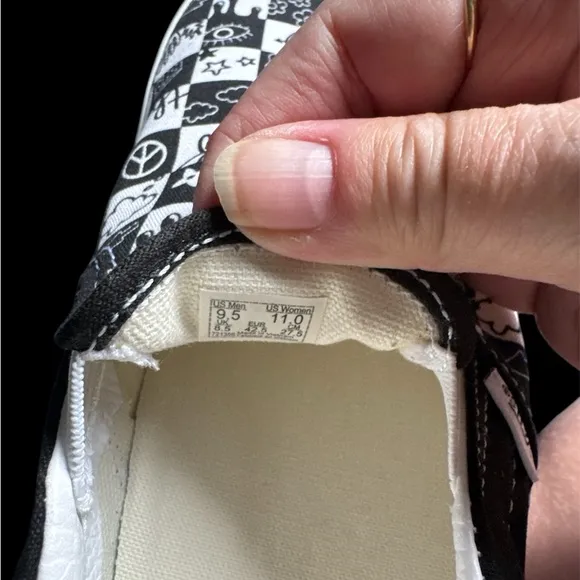 Vans Doodle Checkerboard Slip On Shoes, unisex, NWOT