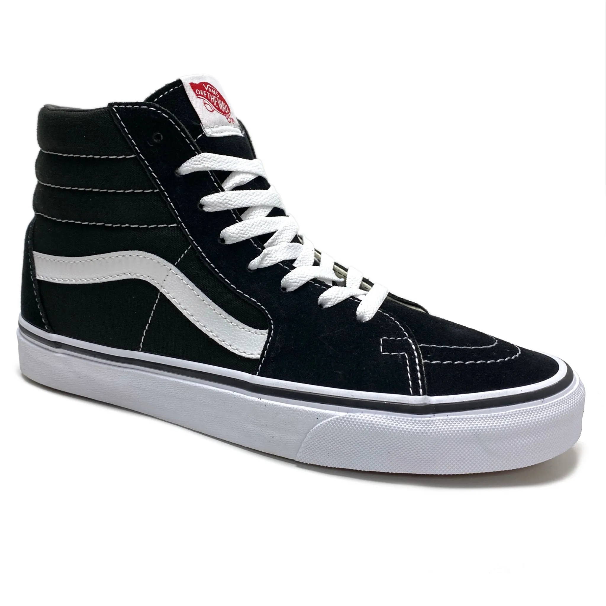 VANS SK8-HI BLACK & WHITE SUEDE CANVAS UNISEX TRAINERS