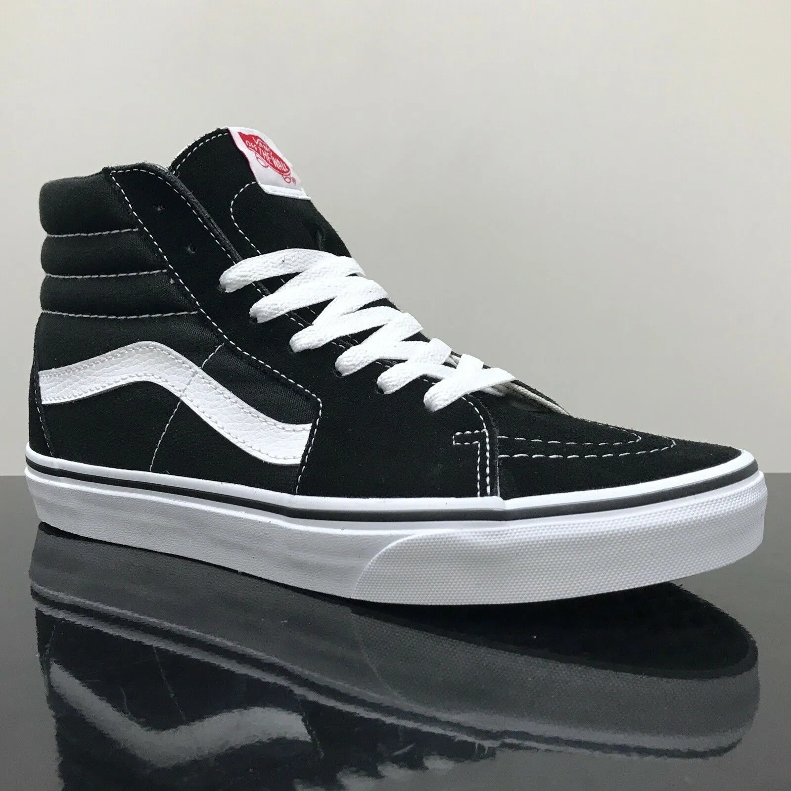 VANS SK8-HI BLACK & WHITE SUEDE CANVAS UNISEX TRAINERS