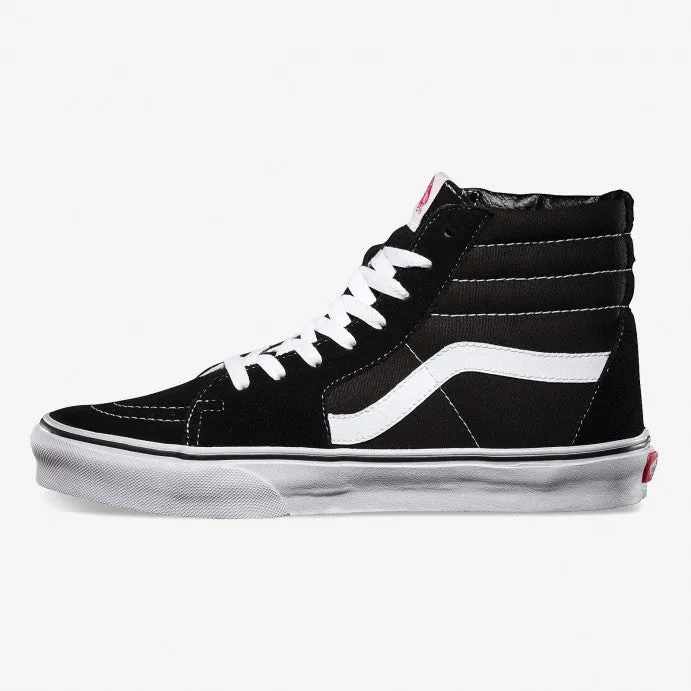 VANS SK8-HI BLACK & WHITE SUEDE CANVAS UNISEX TRAINERS