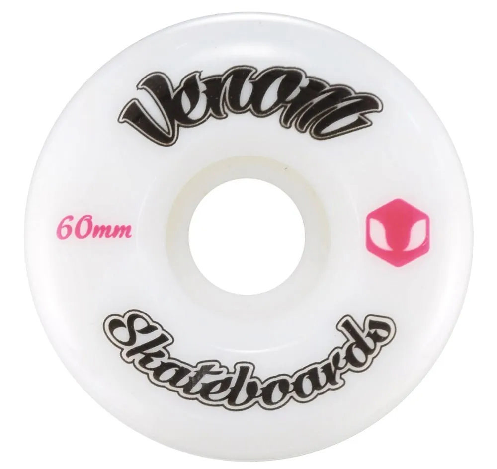 Venom Skateboards Logo White Skateboard Wheels & Venom ABEC 11 Bearings Pack   Bolts!